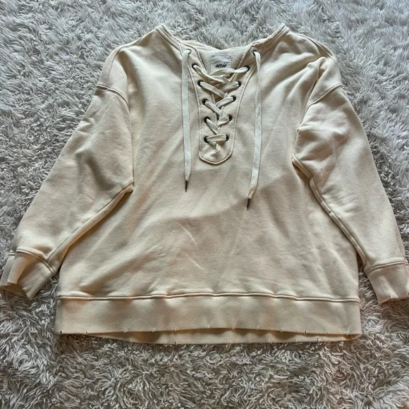 NWT Aerie Cream Criss Cross Sweater - Picture 3 of 9